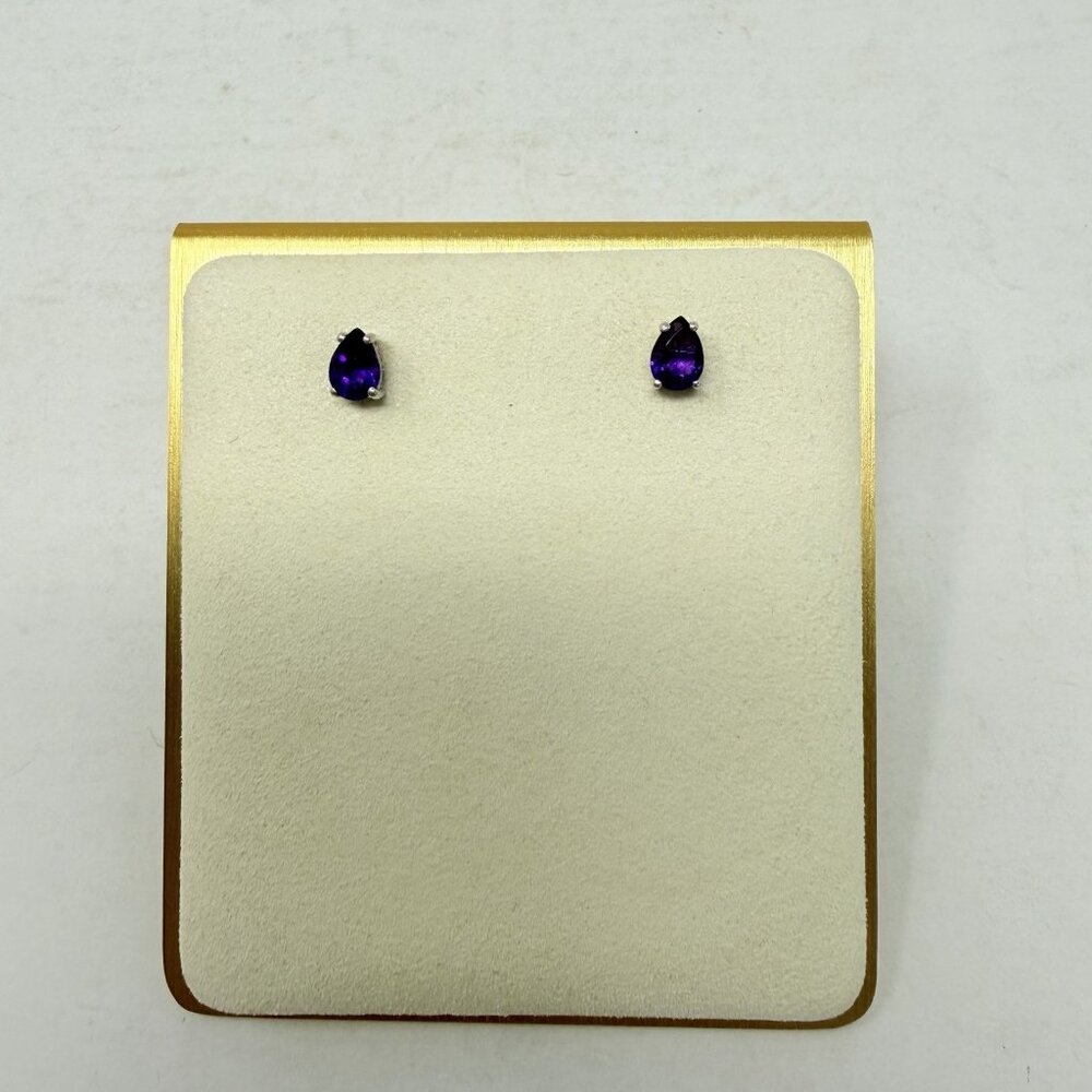 Shop LC Purple Gemstone Platinum Over Sterling Silver Stud Earrings‎ 5490